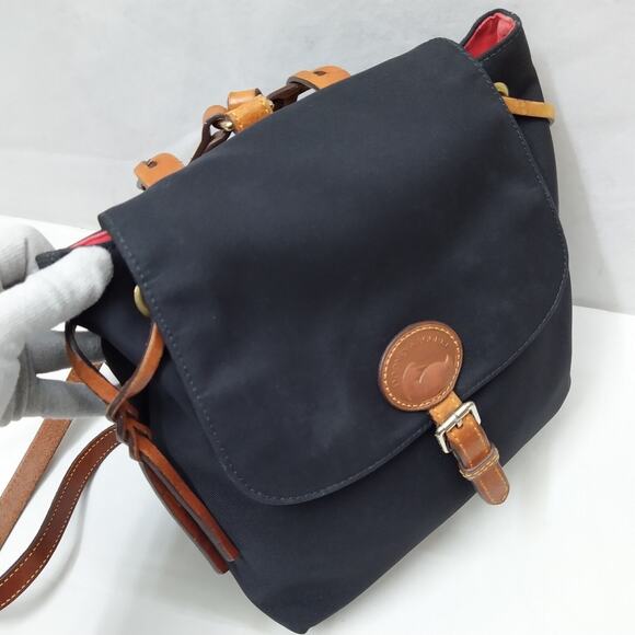 Dooney & Bourke Black Nylon Leather Trim Buckle Flap Closure Backpack main image 13